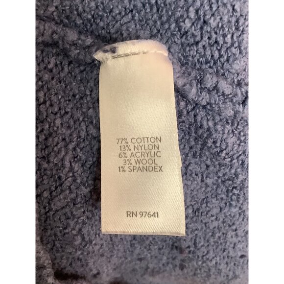 J JILL Boucle Knit Cowl Neck Pullover Sweater Cotton Blend Blue Size M - Picture 5 of 7